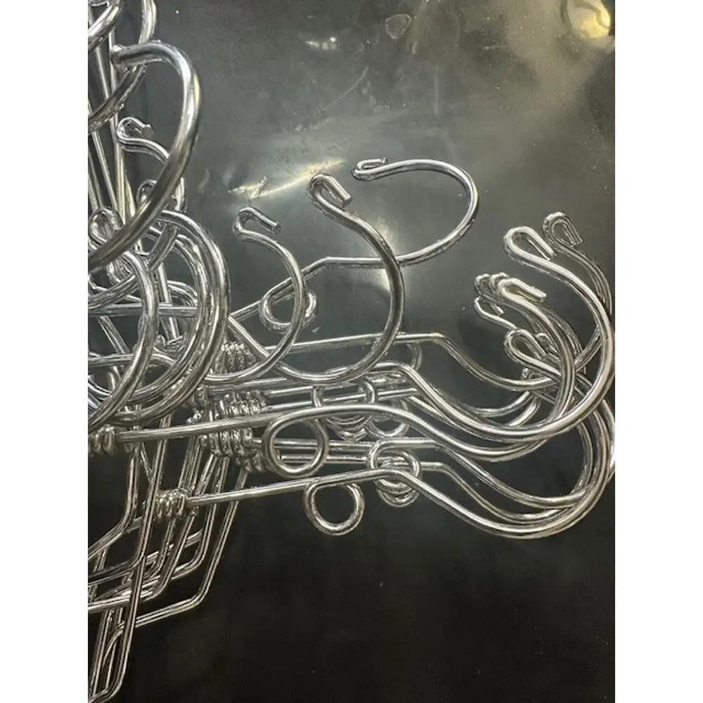 Vintage Heavy Twisted Metal Hangers Chrome Lot Of 23 Assorted Sizes